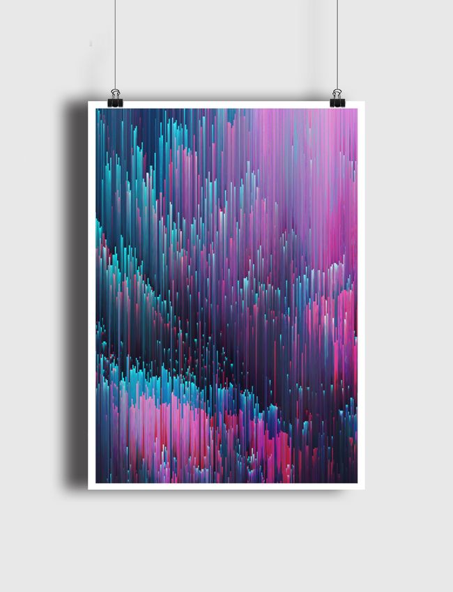 Pink and blue glitches - Poster