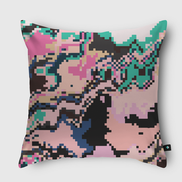 Pink pixel camo Throw Pillow