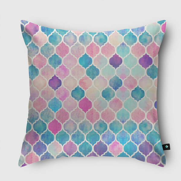 Pastel Watercolor Moroccan Throw Pillow