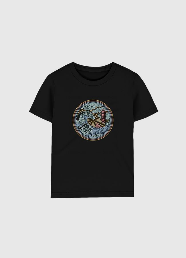 Neon Kanagawa Wave - Kids Organic T-Shirt