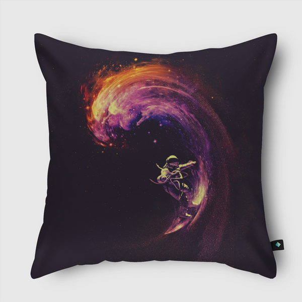 Space Surfing Throw Pillow