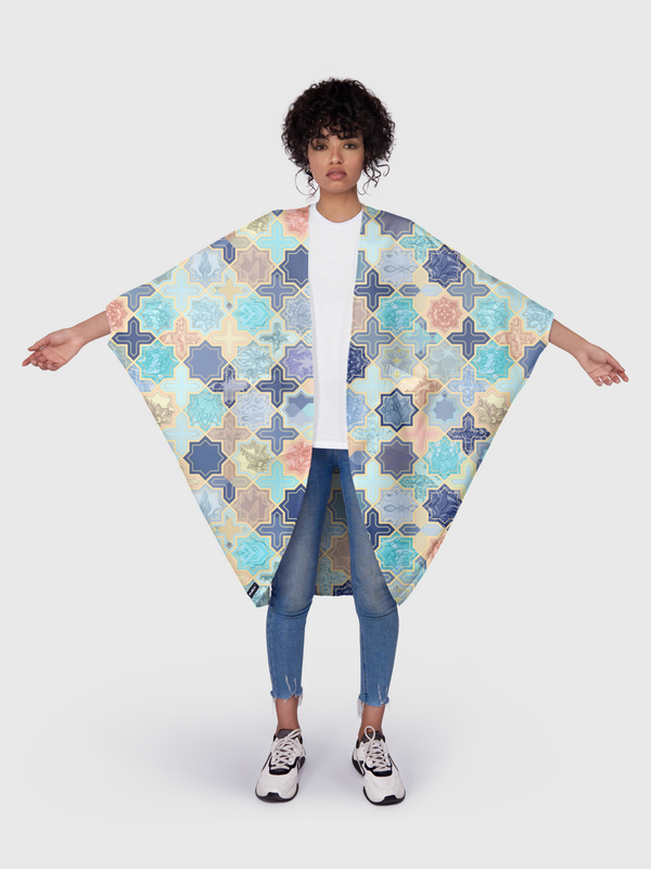 Blush & Blue Geometric Kimono