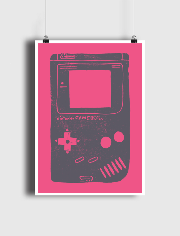 Game Boy Blockprint Pink Poster