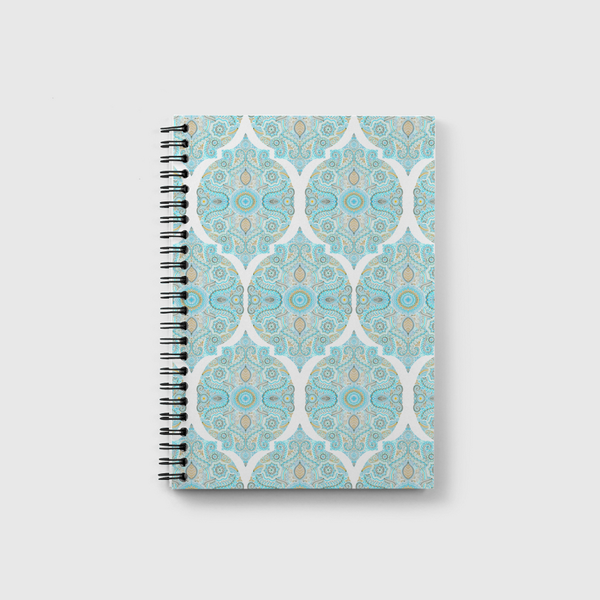 Aqua & Tan Doodle Pattern Notebook