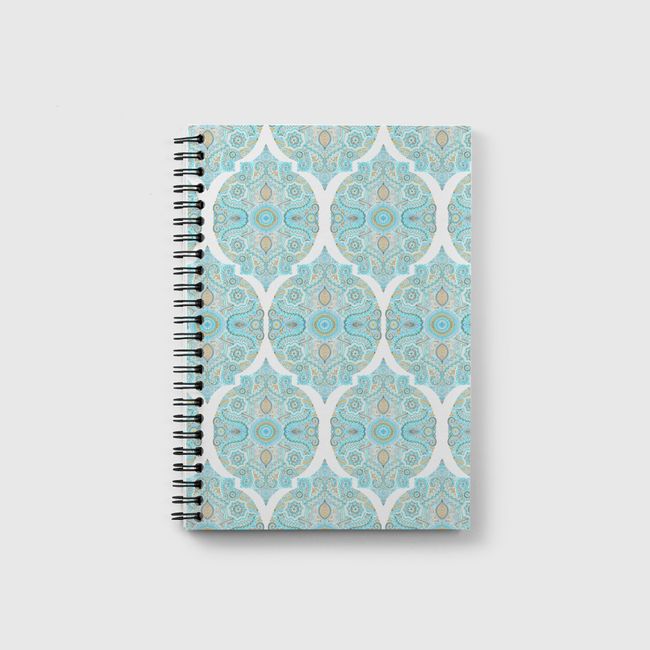 Aqua & Tan Doodle Pattern - Notebook