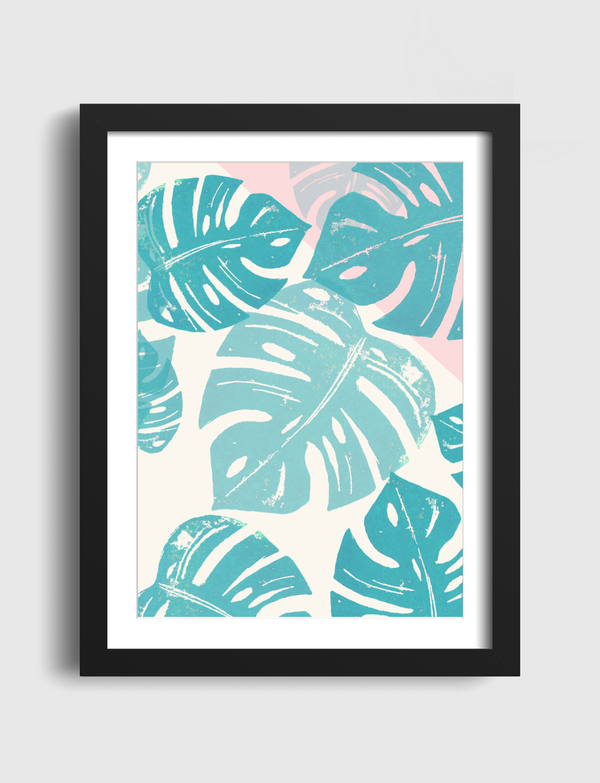 Linocut Monstera Rosy Artframe