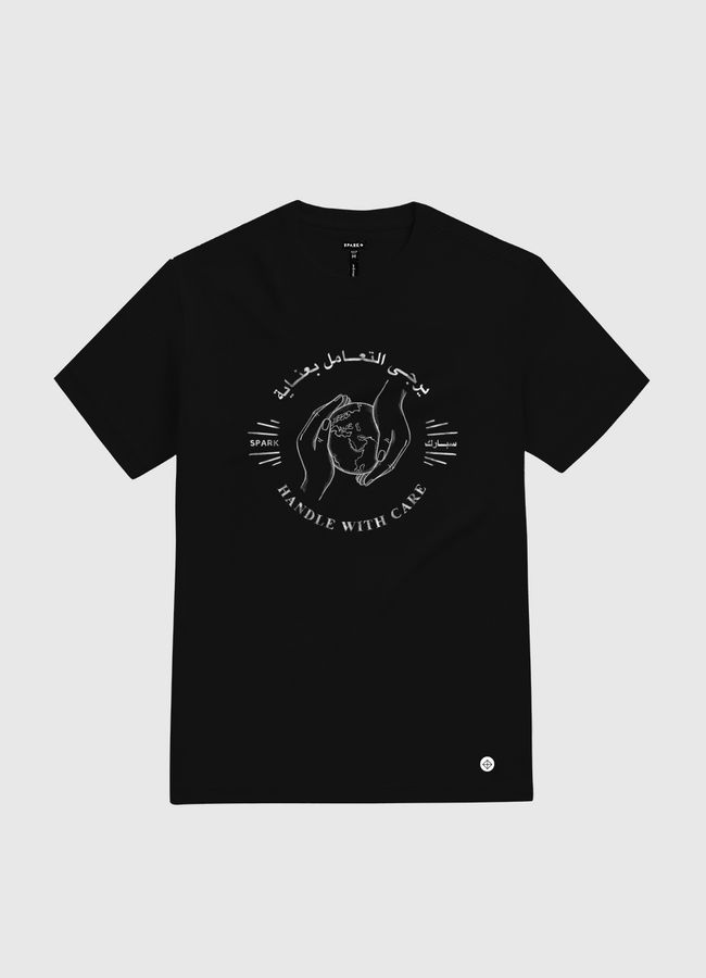 Handle With Care - Black - White Gold T-Shirt