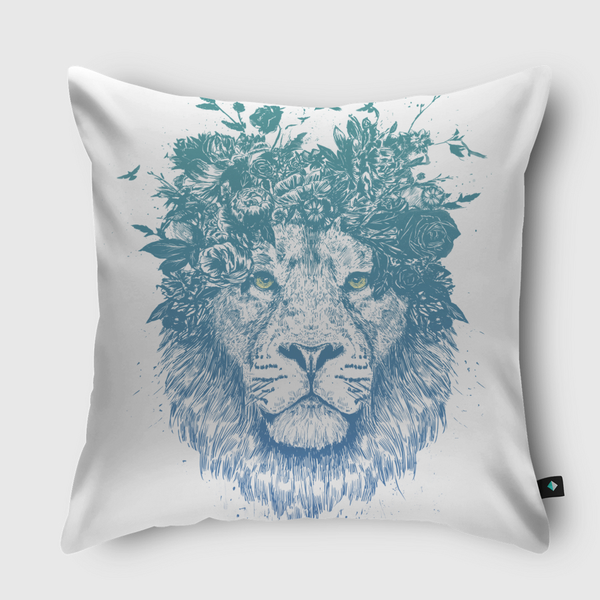 Floral lion Throw Pillow