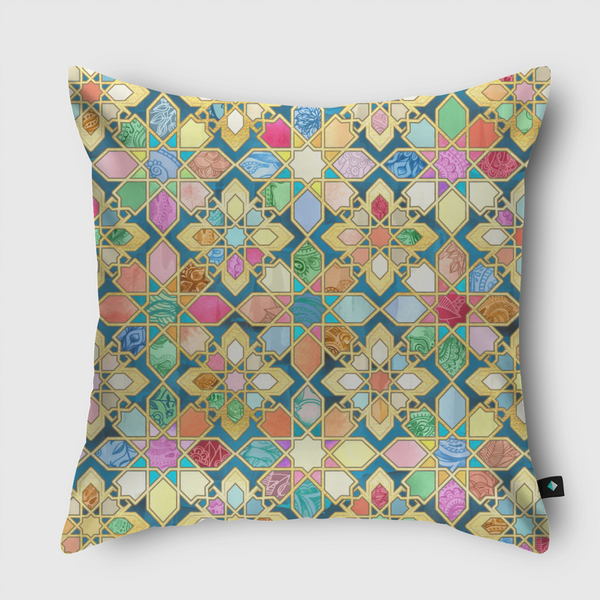 Jewel Colored Tiles Throw Pillow