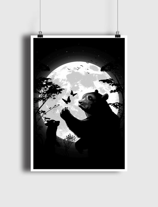 Mother bear under the moon Poster