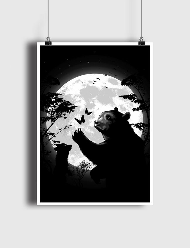 Mother bear under the moon - Poster