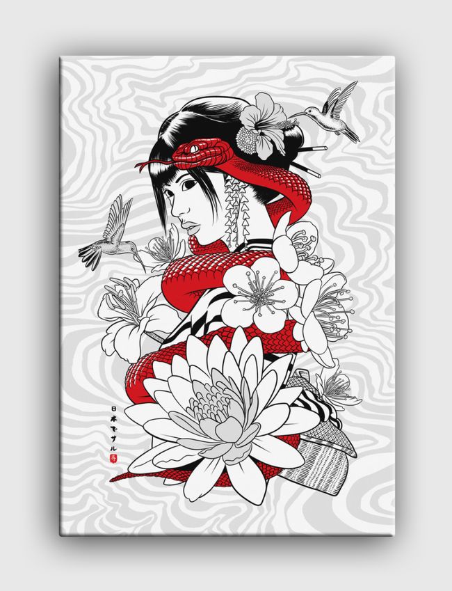 Snake and Colibri  Geisha - Canvas