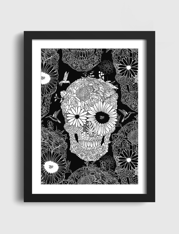 White flower skull Artframe