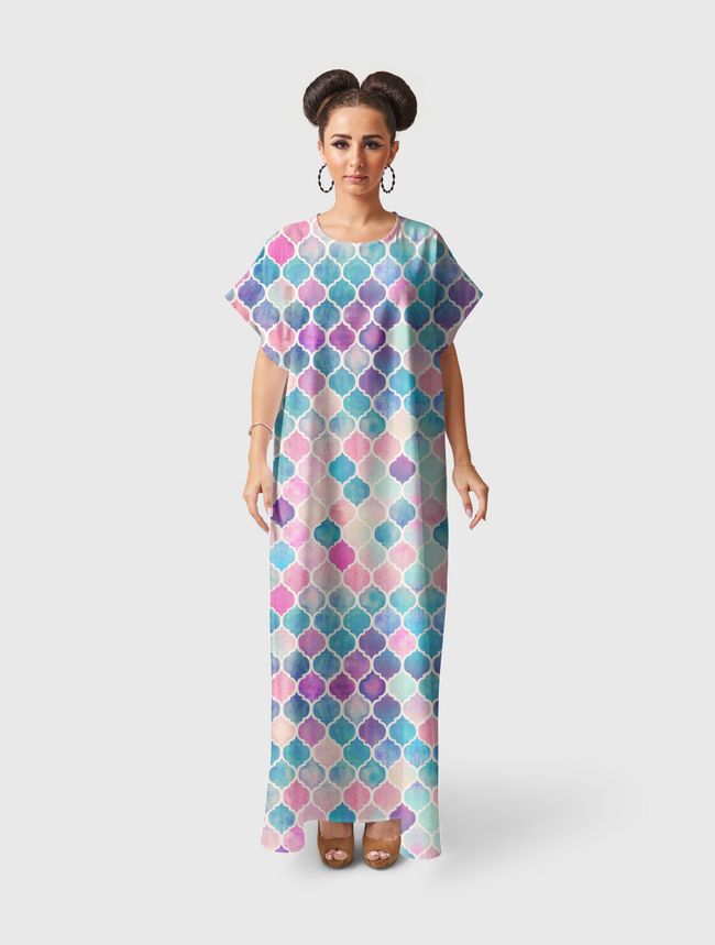 Pastel Watercolor Moroccan - Short Sleeve Dress
