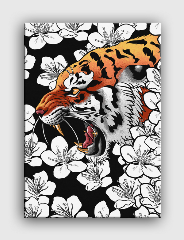 Tiger tattoo cherry tree Canvas