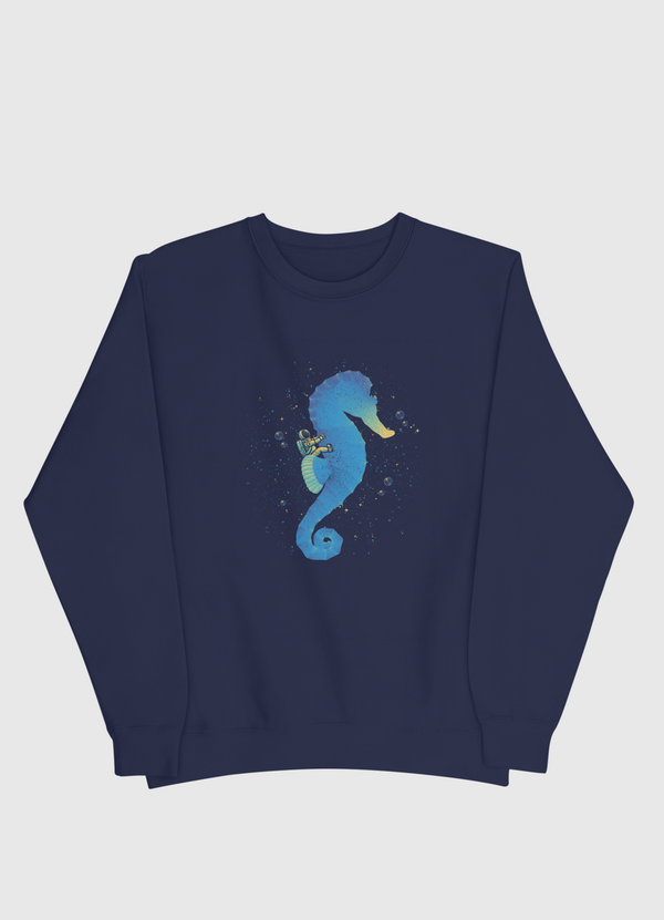 Riding a Sea Horse Astro Men Sweatshirt