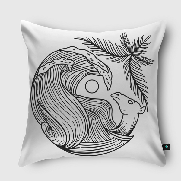 Water meets Sand Throw Pillow