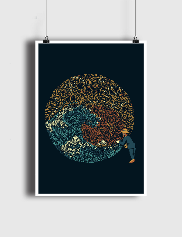 Kanagawa Wave Starry Night Poster