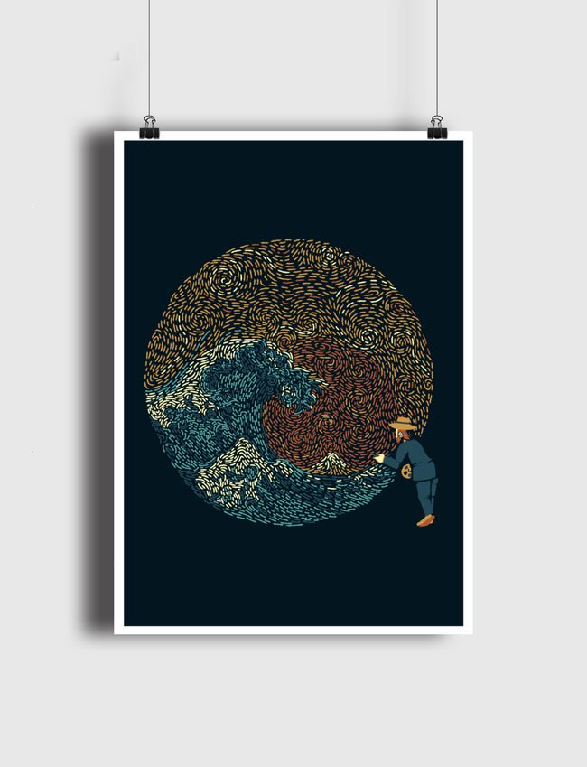 Kanagawa Wave Starry Night - Poster