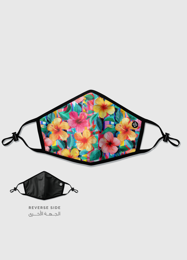 Maximalist Hibiscus Floral Reversible Mask