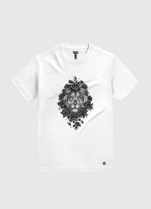 Lion in flowers White Gold T-Shirt