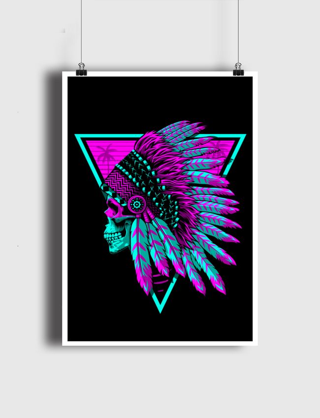 Retro Indian Skull - Poster