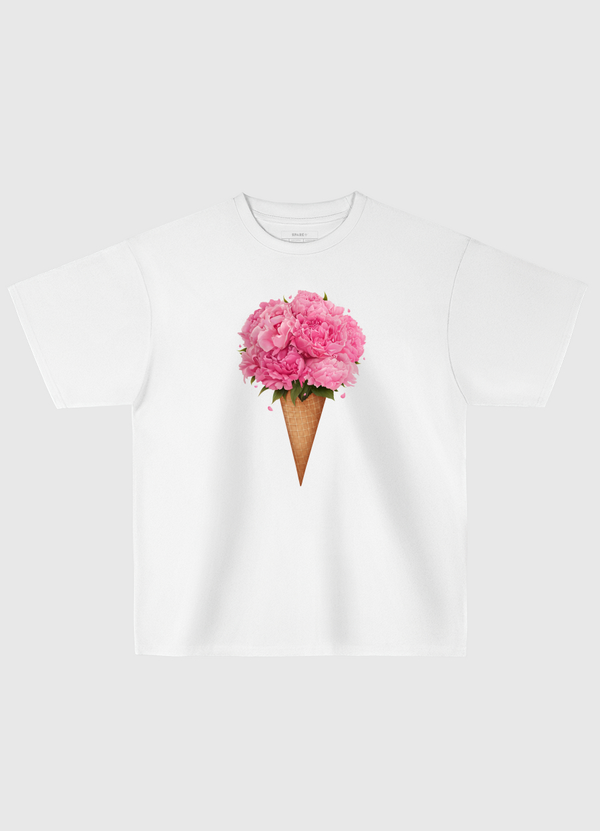 Ice cream with peonies Oversized T-Shirt