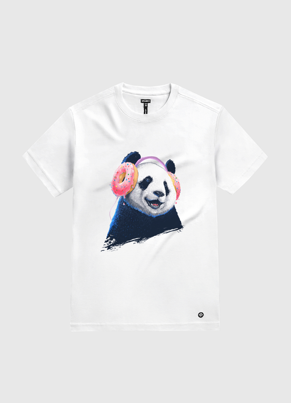 Panda in headphones White Gold T-Shirt