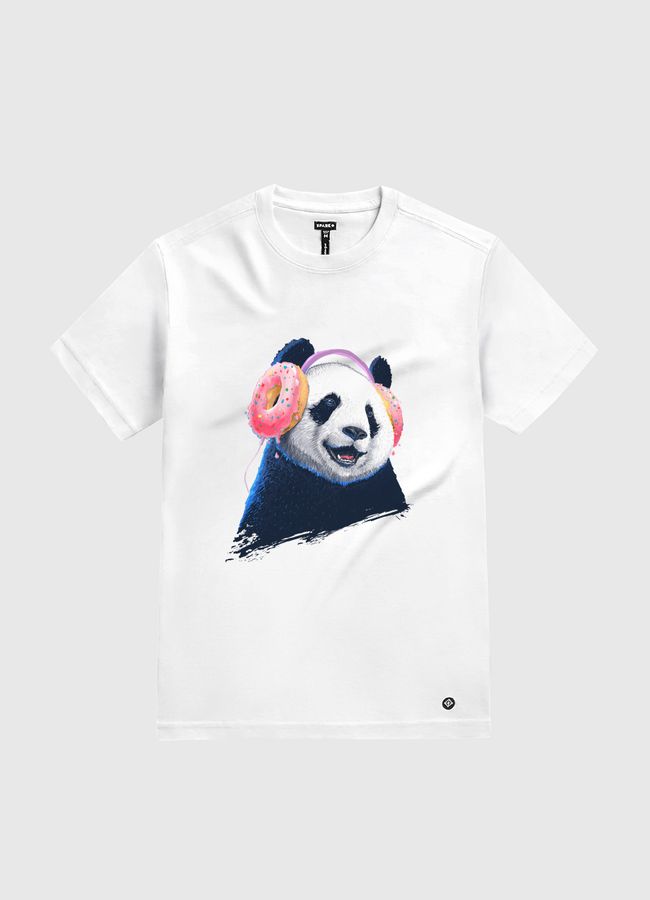 Panda in headphones - White Gold T-Shirt