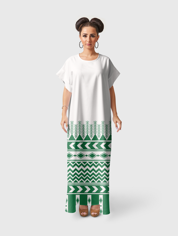 Asir Green Pattern Short Sleeve Dress