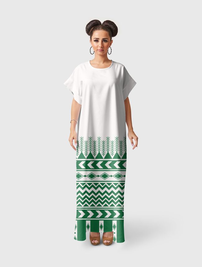 Asir Green Pattern - Short Sleeve Dress