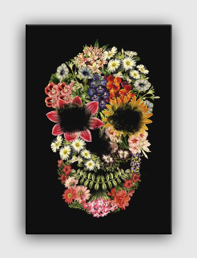 Floral Skull Vintage Black - Canvas