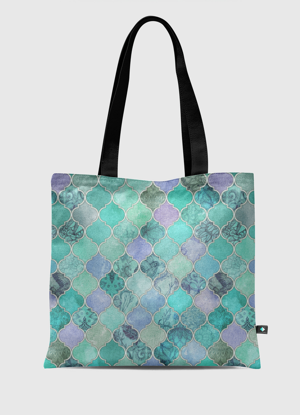 Mint Green Moroccan Tiles Tote Bag