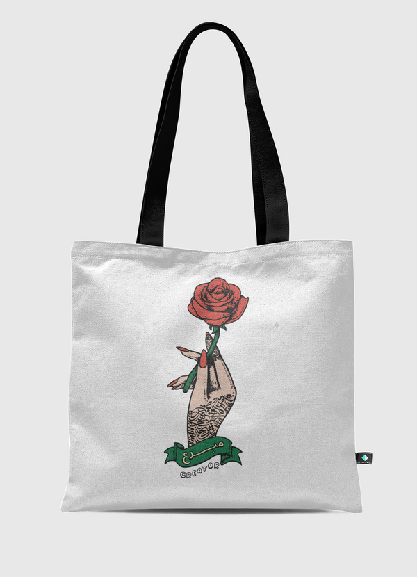 Calligraphy & Roses Tote Bag