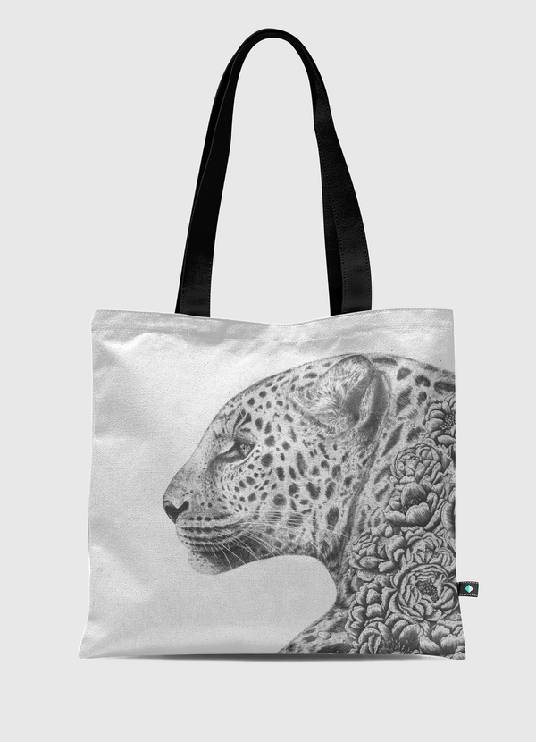 Leopard with flowers Tote Bag