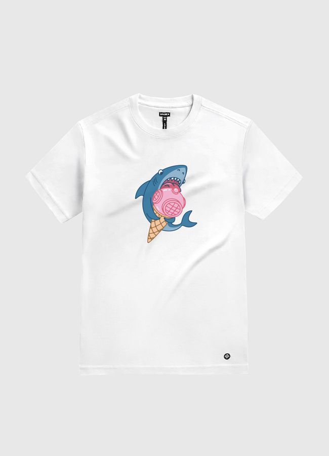 SHARK AND ICE CREAM - White Gold T-Shirt