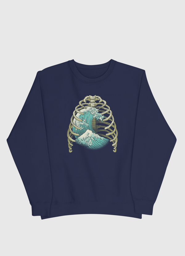 Kanagawa Wave Ribs Bones Men Sweatshirt