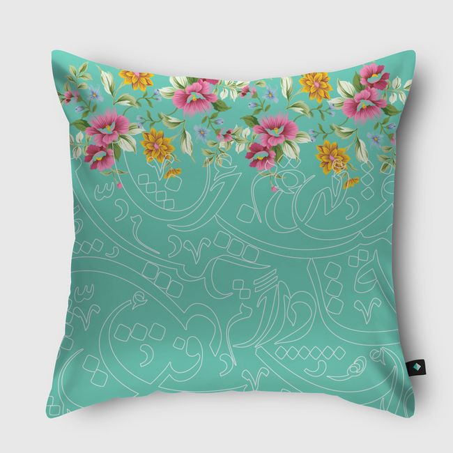 Floral calligraphy - Throw Pillow