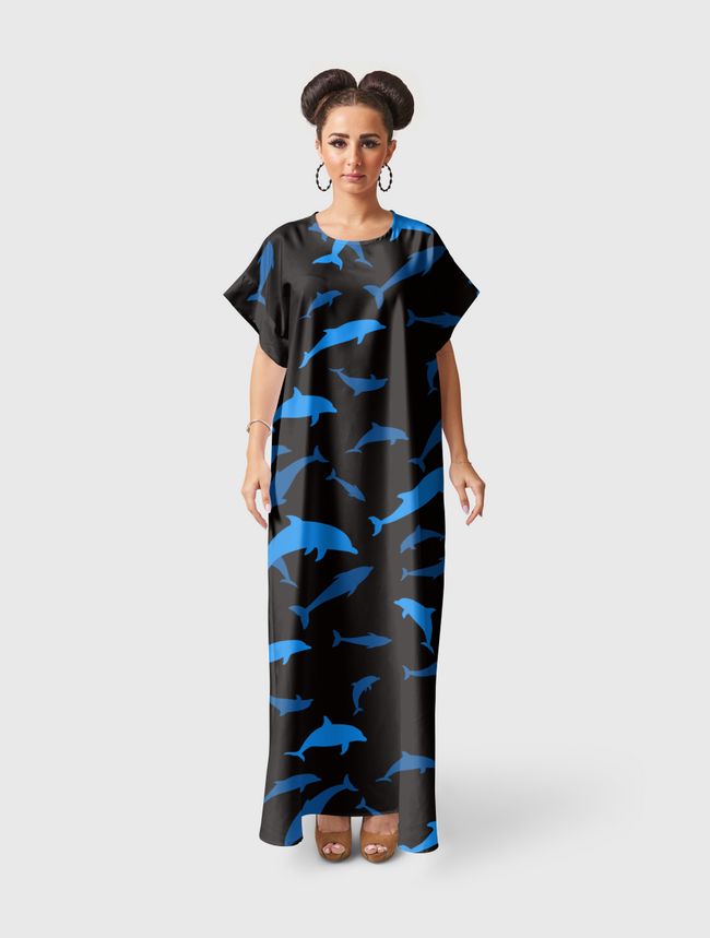 Pattern Dolphins - Short Sleeve Dress