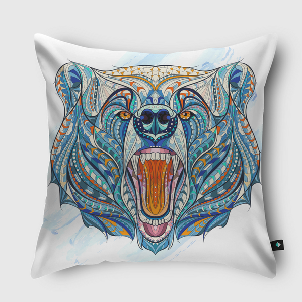 Ethnic Patterned Bear Throw Pillow